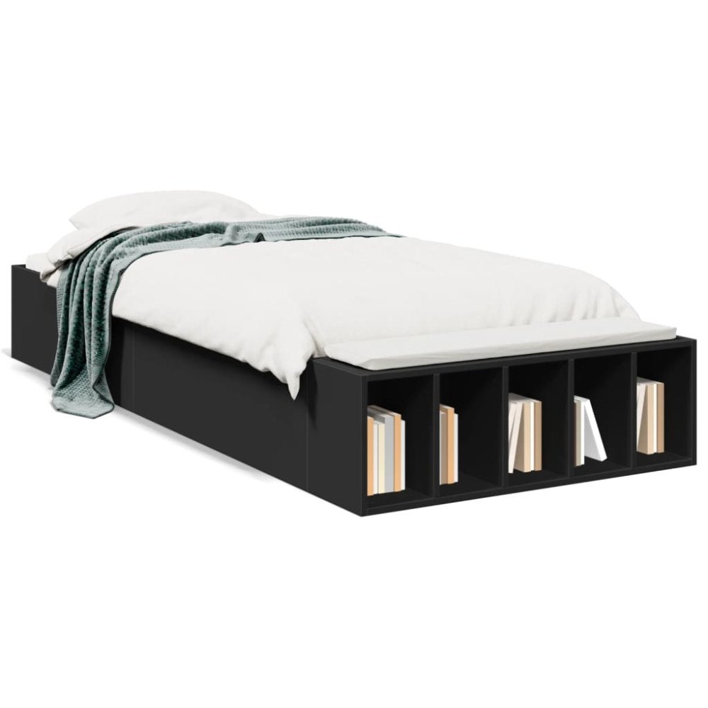 vidaXL Sängram svart 75x190 cm konstruerat trä