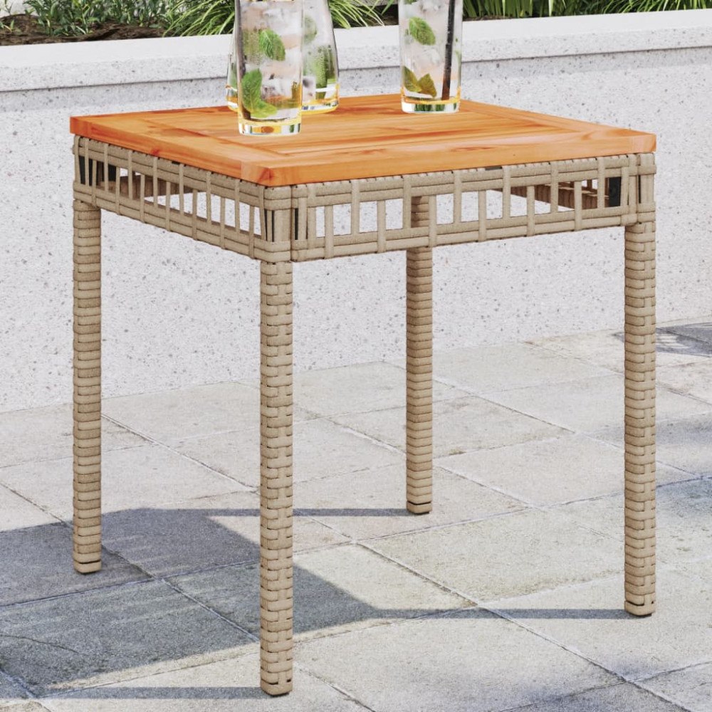vidaXL Trädgårdsbord beige mix 38x38x42 cm konstrotting akaciaträ