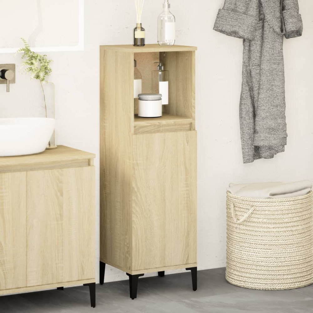 vidaXL Badrumsskåp sonoma-ek 30x30x100cm konstruerat trä