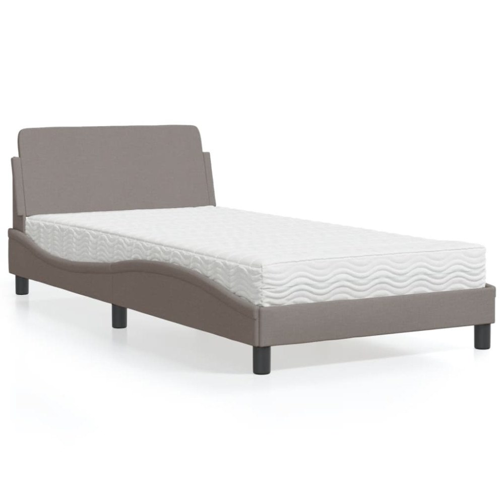 vidaXL Bed with Mattress "Dover" Taupe 100x200 cm Fabric