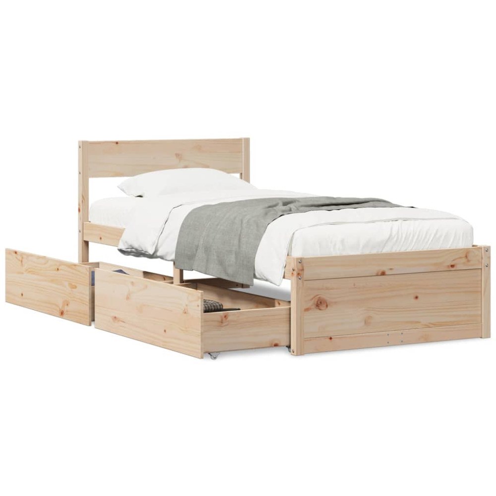 vidaXL Sängram utan madrass 90x200 cm massiv furu