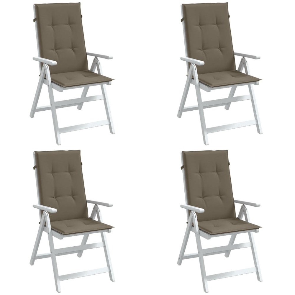 vidaXL Stolsdynor högt ryggstöd 4 st melerad taupe 120x50x4 cm tyg