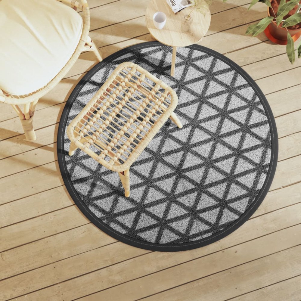 vidaXL Utomhusmatta ARAKIL svart Ø120 cm PP