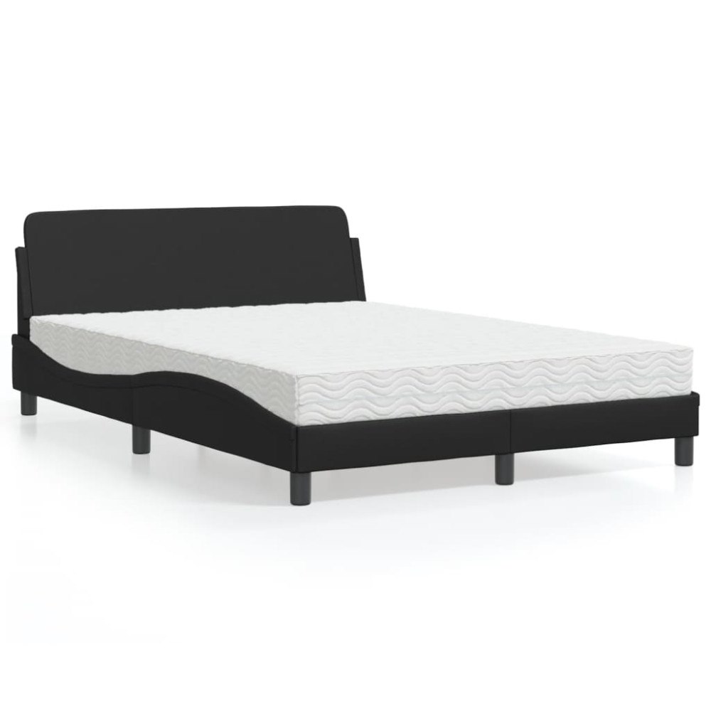 vidaXL Bed with Mattress "Dover" Black 120x200 cm Faux Leather