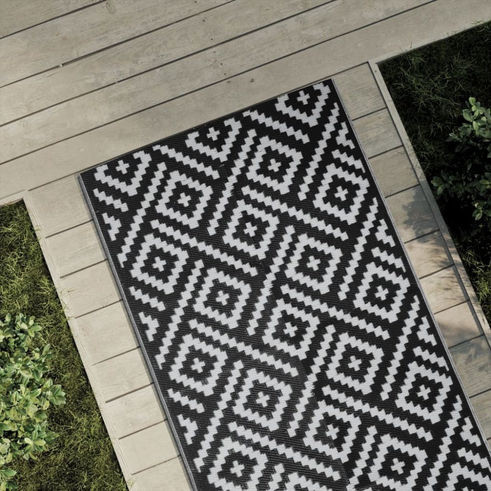 vidaXL Utomhusmatta ARAKIL vit och svart 80x250 cm PP