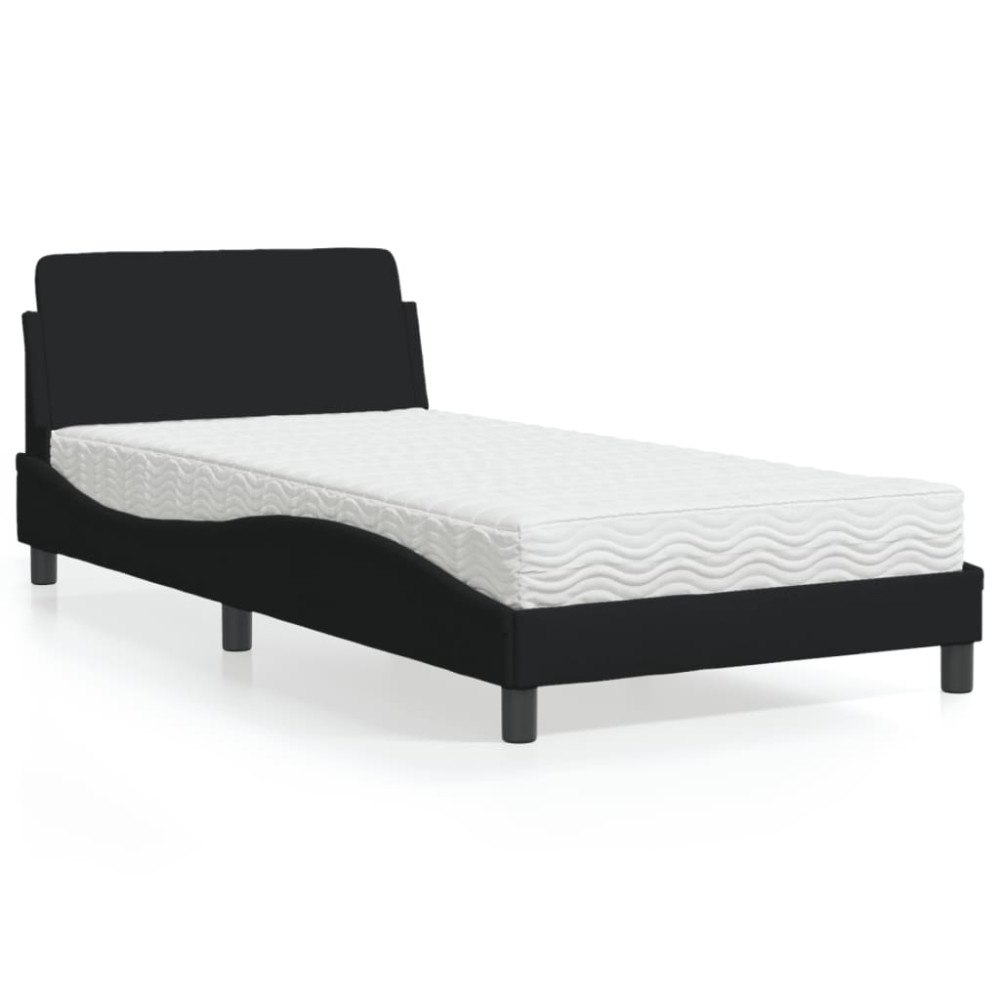 vidaXL Bed with Mattress "Dover" Black 100x200 cm Fabric