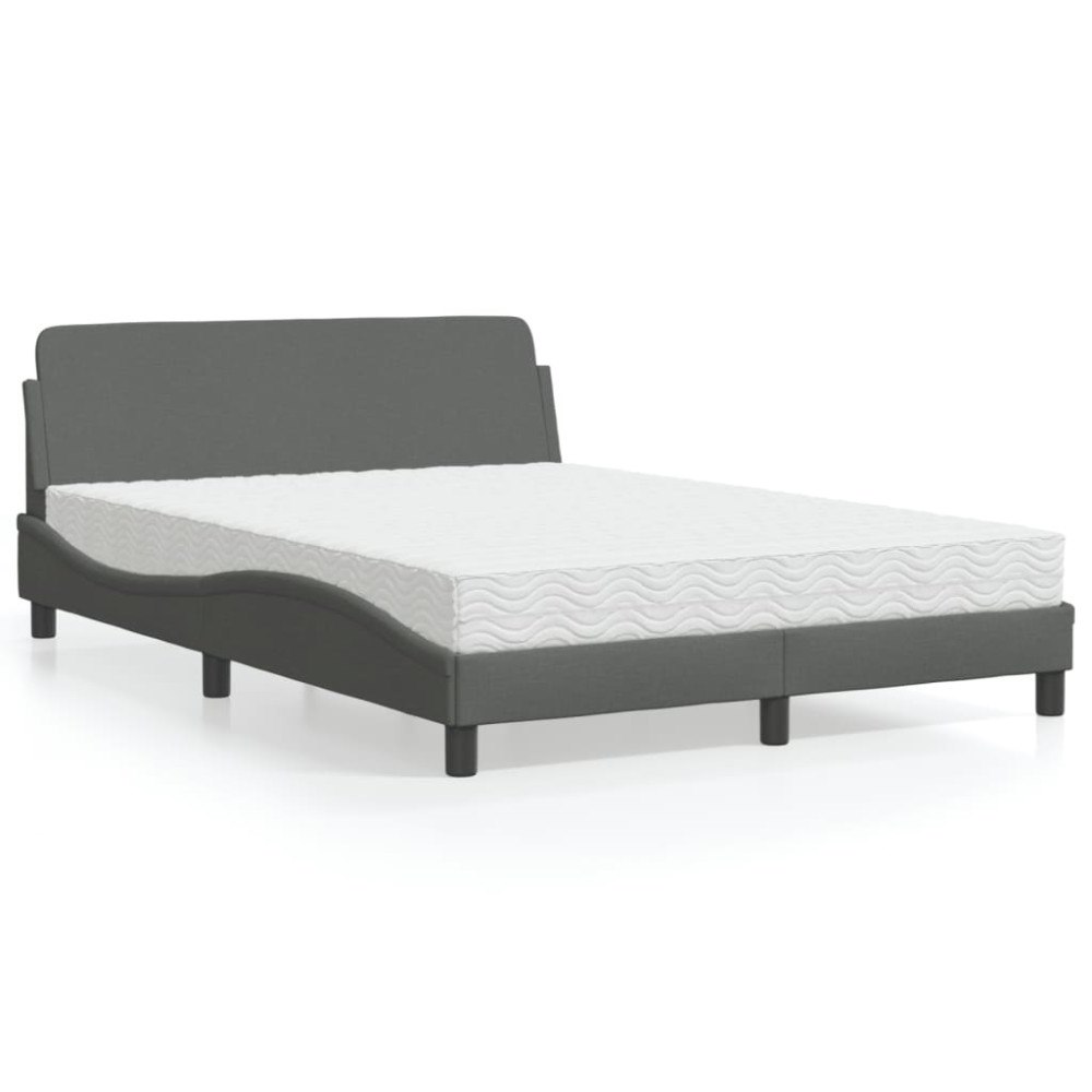 vidaXL Bed with Mattress "Dover" Dark Grey 120x200 cm Fabric