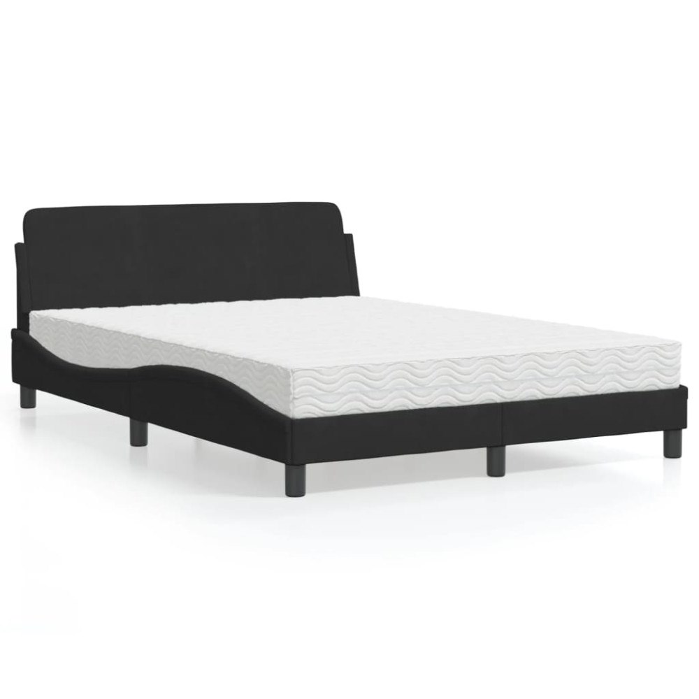vidaXL Bed with Mattress "Dover" Black 120x200 cm Velvet