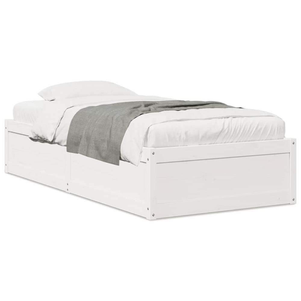 vidaXL Sängram utan madrass vit 75x190 cm massiv furu