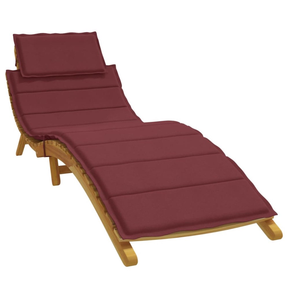 vidaXL Solsängsdyna melerad vinröd 186x58x4 cm tyg