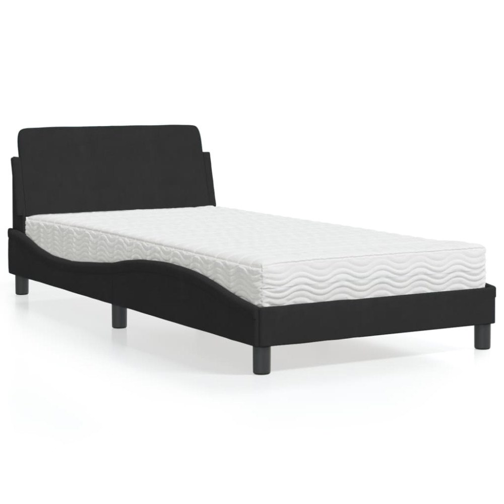 vidaXL Bed with Mattress "Dover" Black 100x200 cm Velvet