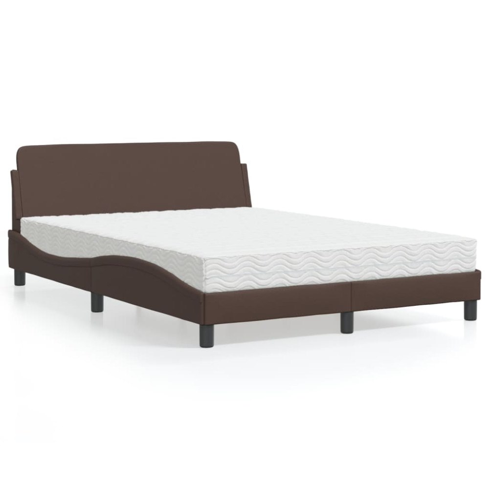 vidaXL Bed with Mattress "Dover" Brown 120x200 cm Faux Leather