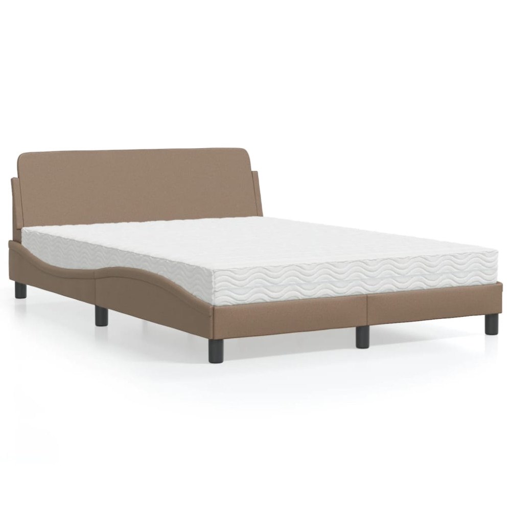 vidaXL Bed with Mattress "Dover" Cappuccino 140x190 cm Faux Leather