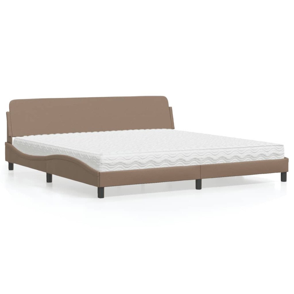 vidaXL Bed with Mattress "Dover" Cappuccino 200x200 cm Faux Leather