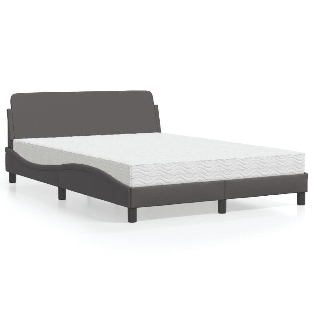 vidaXL Bed with Mattress "Dover" Grey 140x200 cm Faux Leather