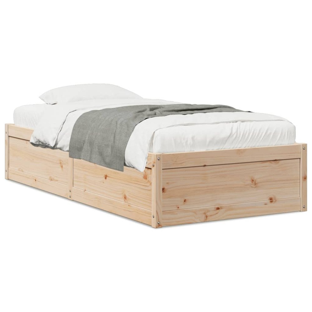 vidaXL Sängram utan madrass 75x190 cm massiv furu