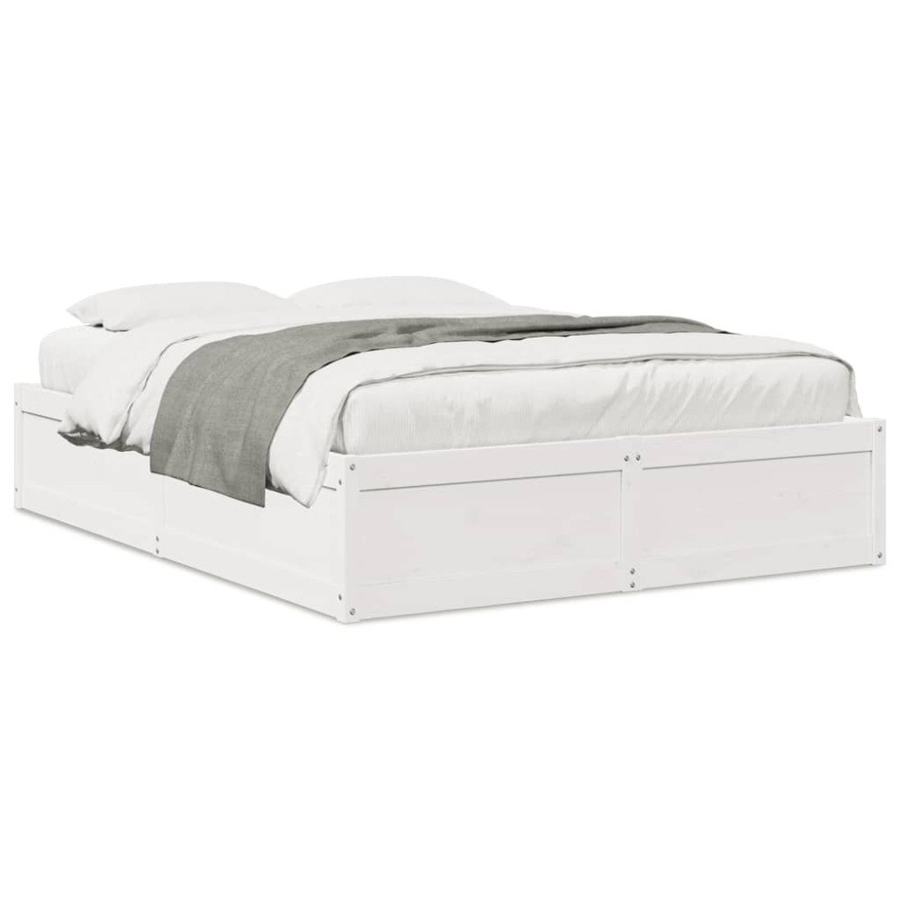 vidaXL Sängram utan madrass vit 150x200 cm massiv furu