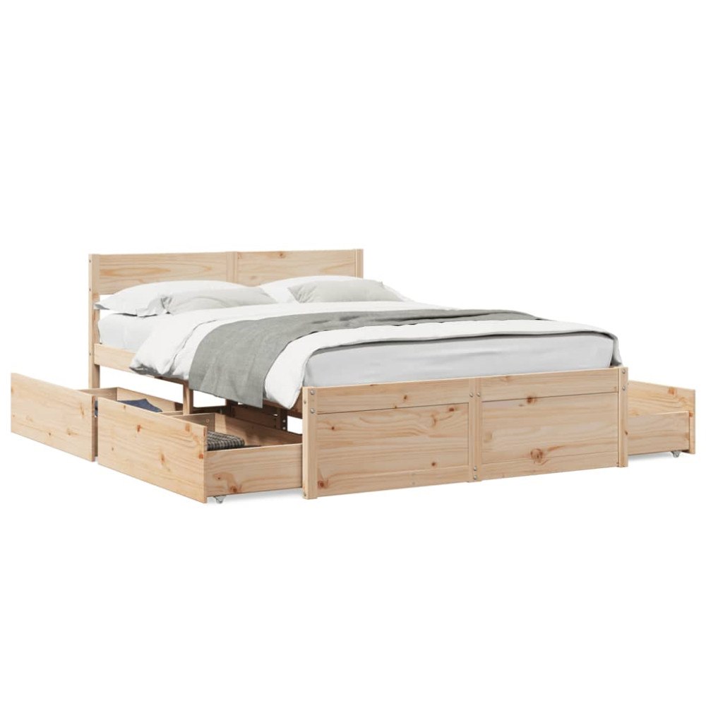 vidaXL Sängram utan madrass 120x200 cm massiv furu
