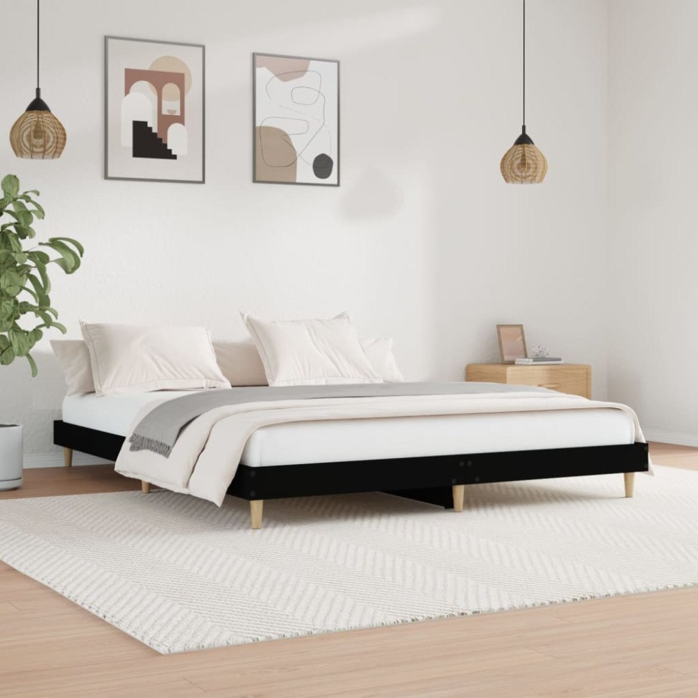 vidaXL Sängram svart 200x200 cm konstruerat trä