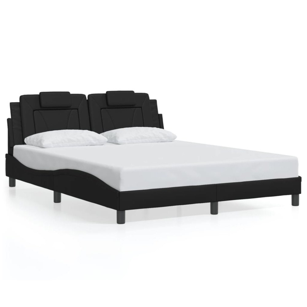 vidaXL Bed Frame "Viana" with LED without Mattress Black 160x200 cm