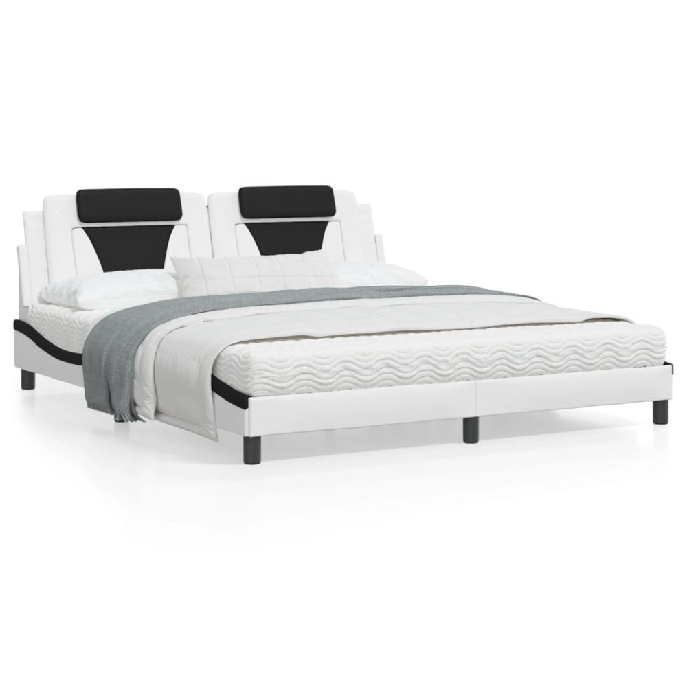 vidaXL Bed Frame "Viana" without Mattress White and Black 180x200 cm Faux Leather