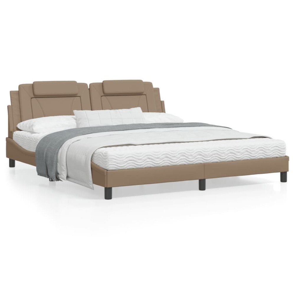 vidaXL Bed Frame "Viana" without Mattress Cappuccino 180x200 cm Faux Leather