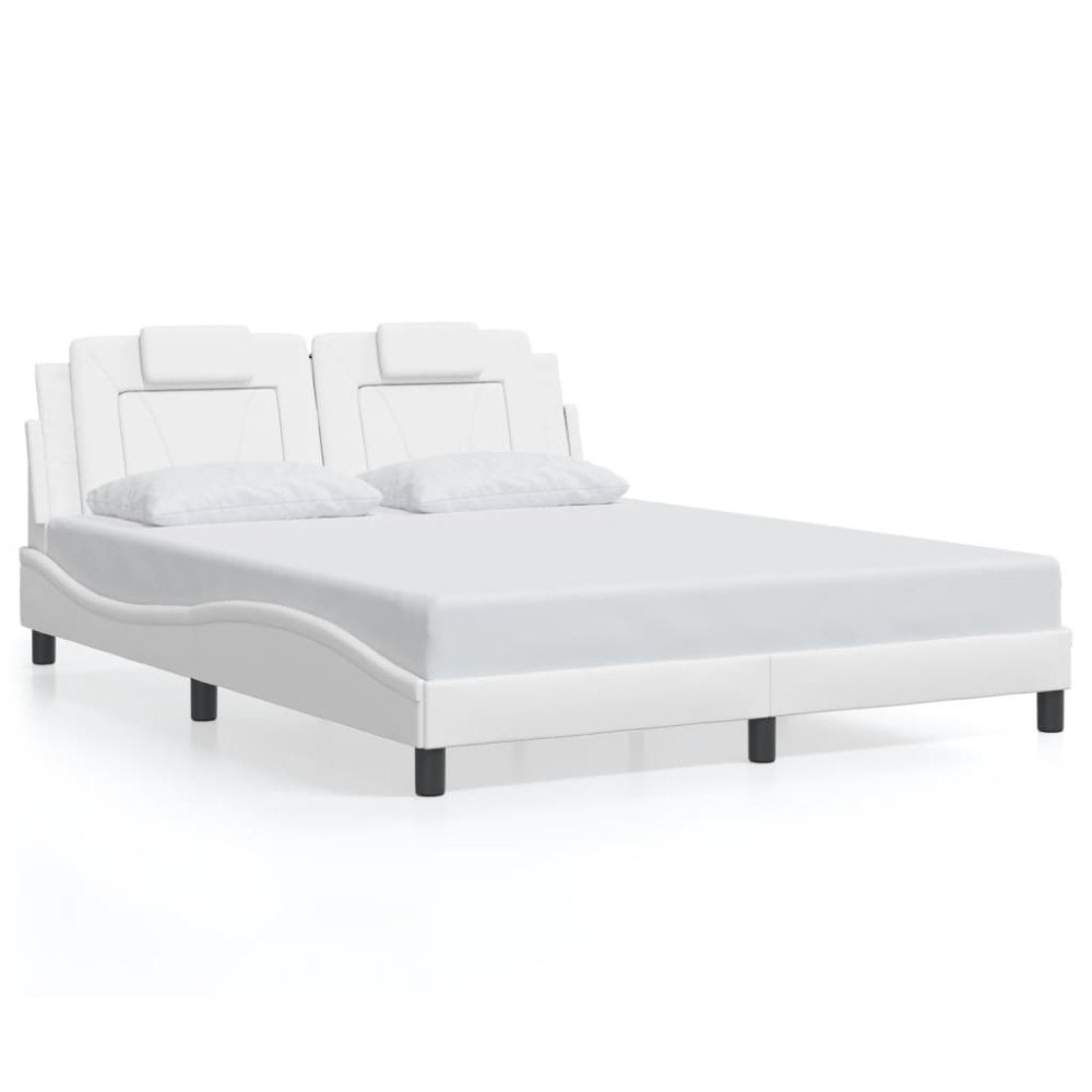vidaXL Bed Frame "Viana" with LED without Mattress White 160x200 cm