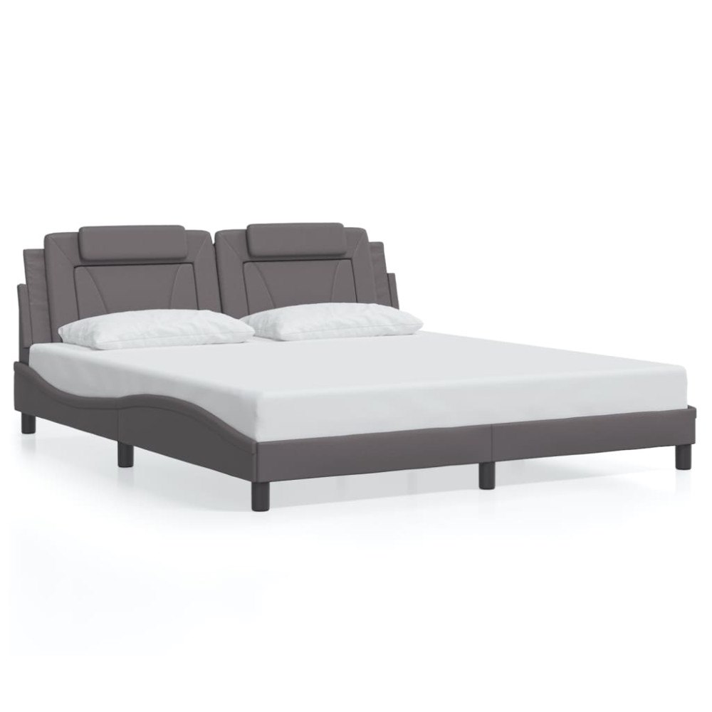 vidaXL Bed Frame "Viana" with LED without Mattress Grey 180x200 cm