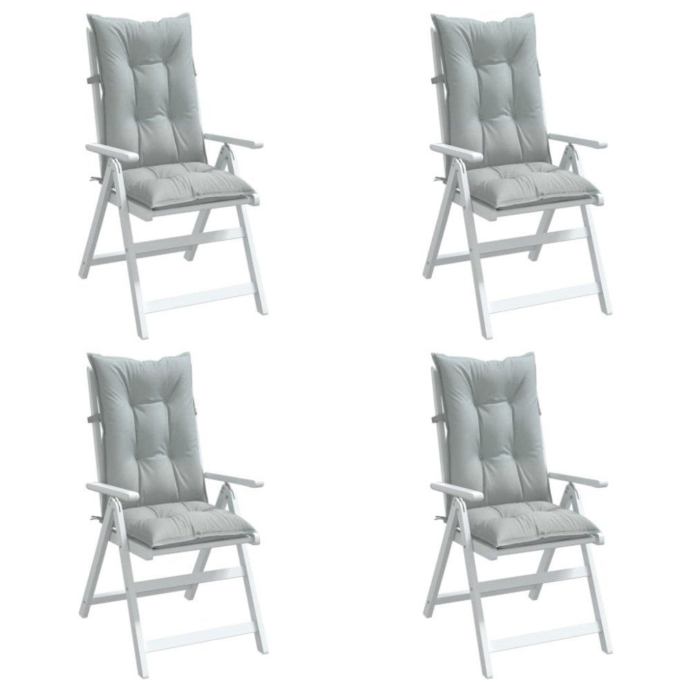 vidaXL Stolsdynor högt ryggstöd 4 st melerad ljusgrå 120x50x7 cm tyg