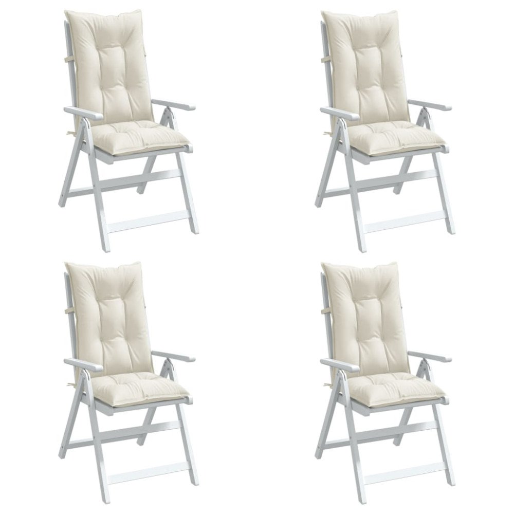 vidaXL Stolsdynor högt ryggstöd 4 st melerad gräddvit 120x50x7 cm tyg