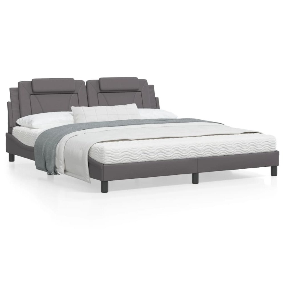 vidaXL Bed Frame "Viana" without Mattress Grey 180x200 cm Faux Leather