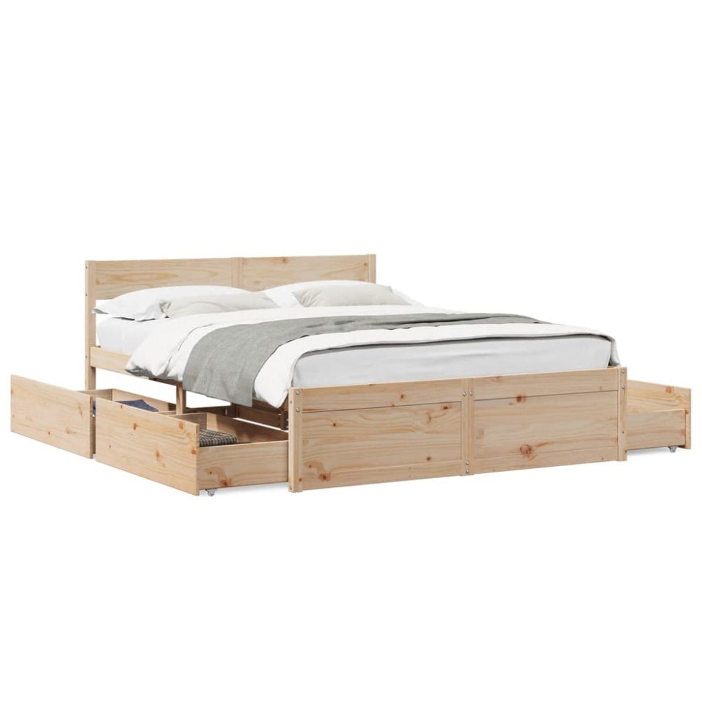 vidaXL Sängram utan madrass 160x200 cm massiv furu