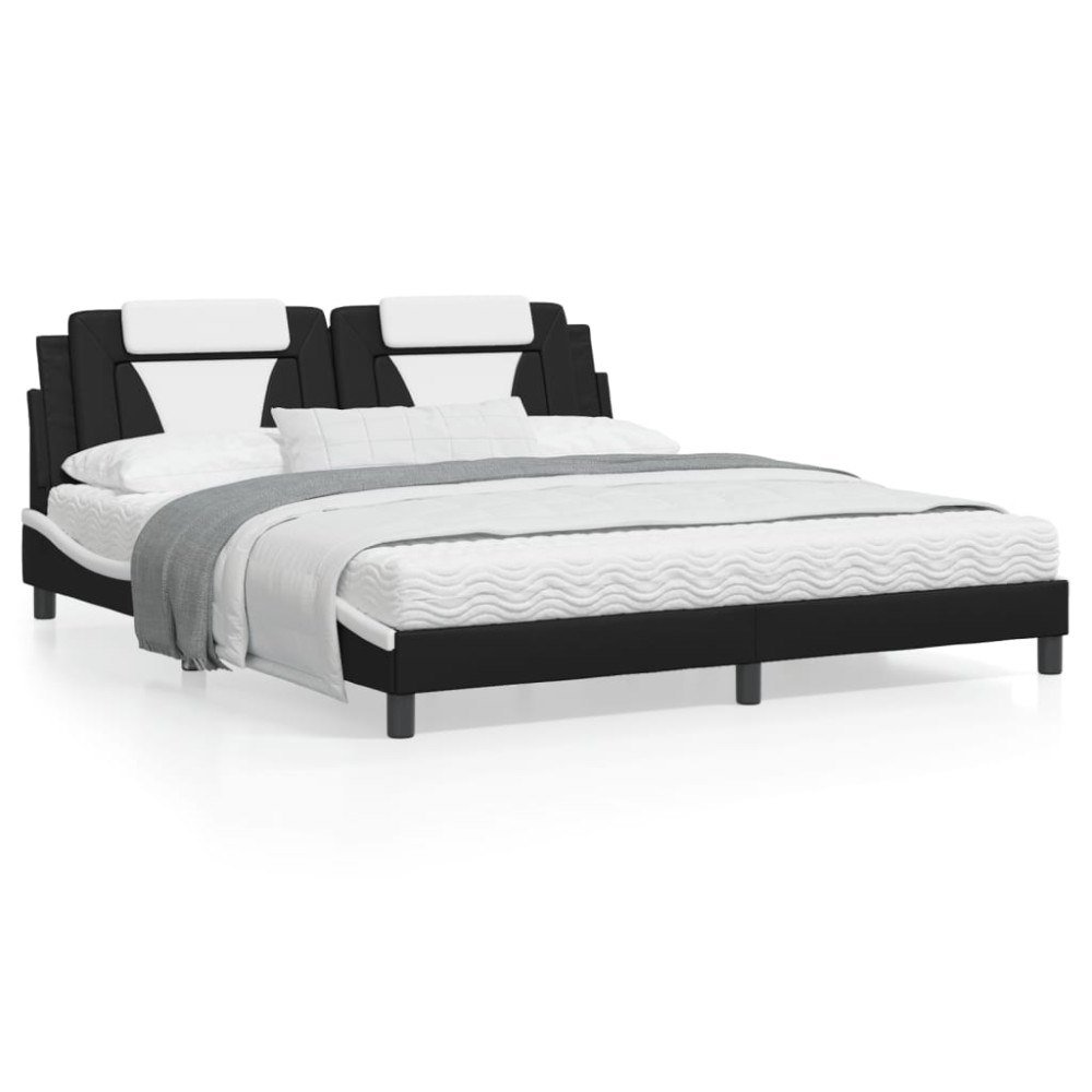 vidaXL Bed Frame "Viana" without Mattress Black and White 180x200 cm Faux Leather