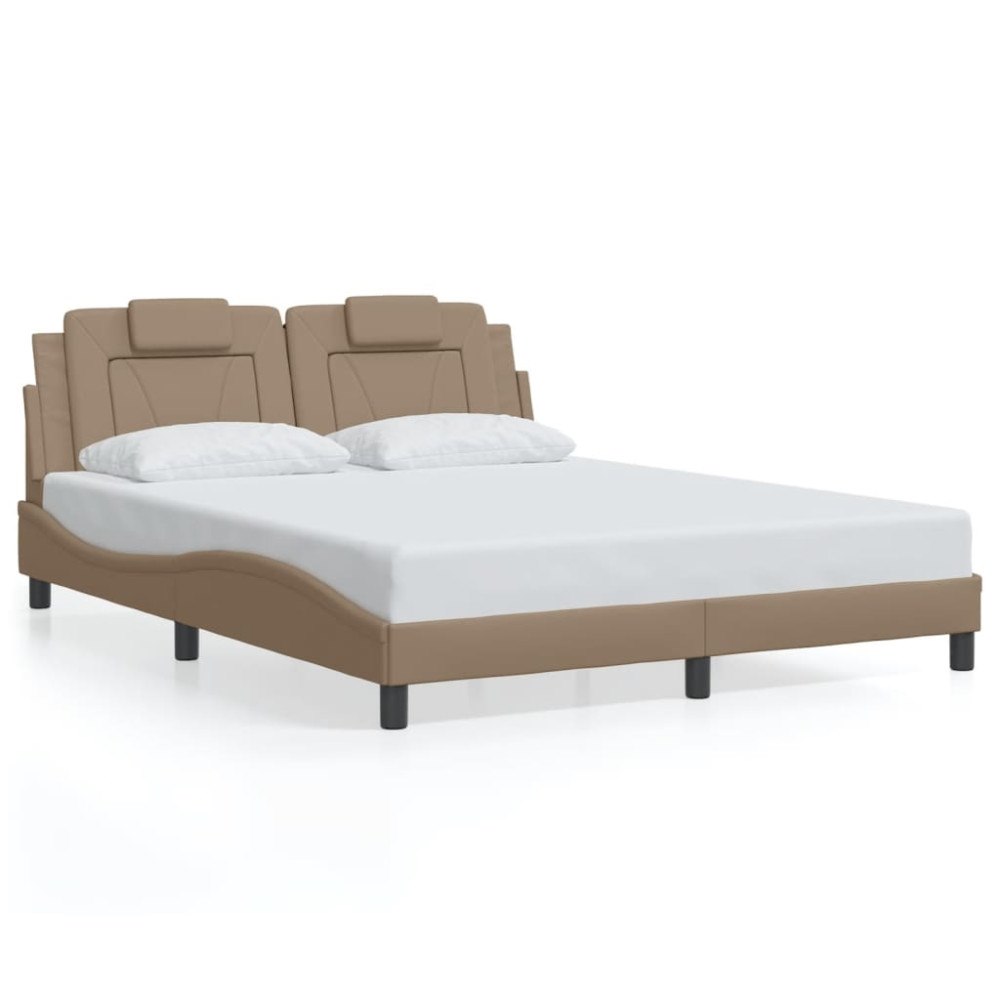 vidaXL Bed Frame "Viana" with LED without Mattress Cappuccino 160x200 cm