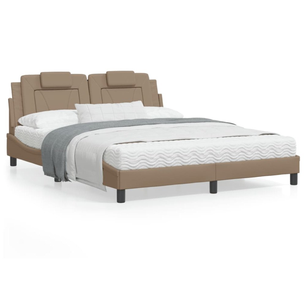 vidaXL Bed Frame "Viana" without Mattress Cappuccino 160x200 cm Faux Leather