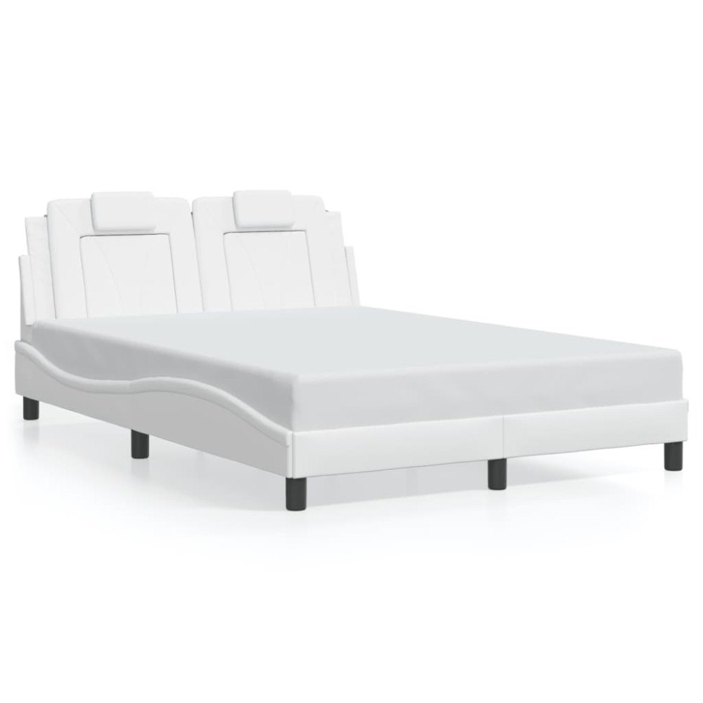 vidaXL Bed Frame "Viana" with LED without Mattress White 140x200 cm