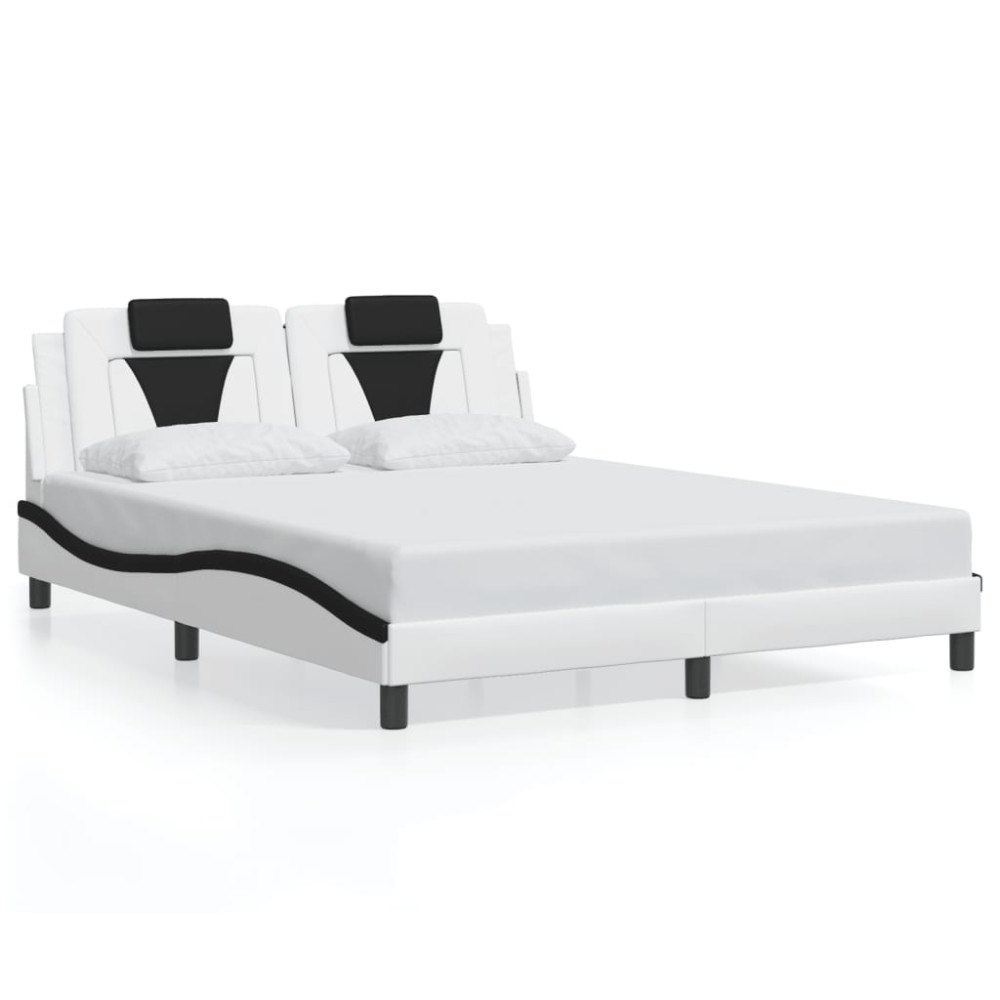 vidaXL Bed Frame "Viana" with LED without Mattress White and Black 160x200 cm