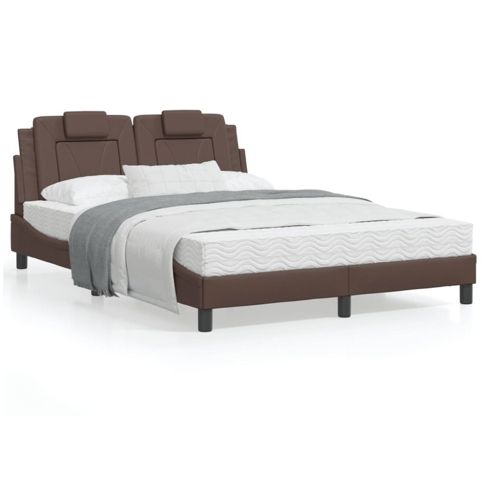 vidaXL Bed Frame "Viana" without Mattress Brown 140x190 cm Faux Leather