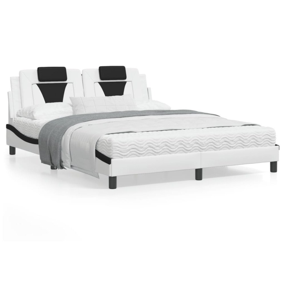 vidaXL Bed Frame "Viana" without Mattress White and Black 160x200 cm Faux Leather