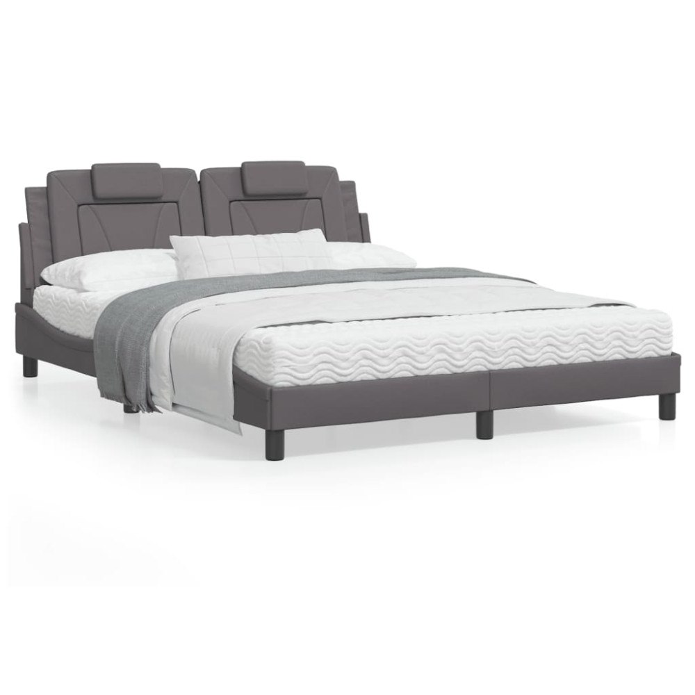 vidaXL Bed Frame "Viana" with LED without Mattress Grey 160x200 cm