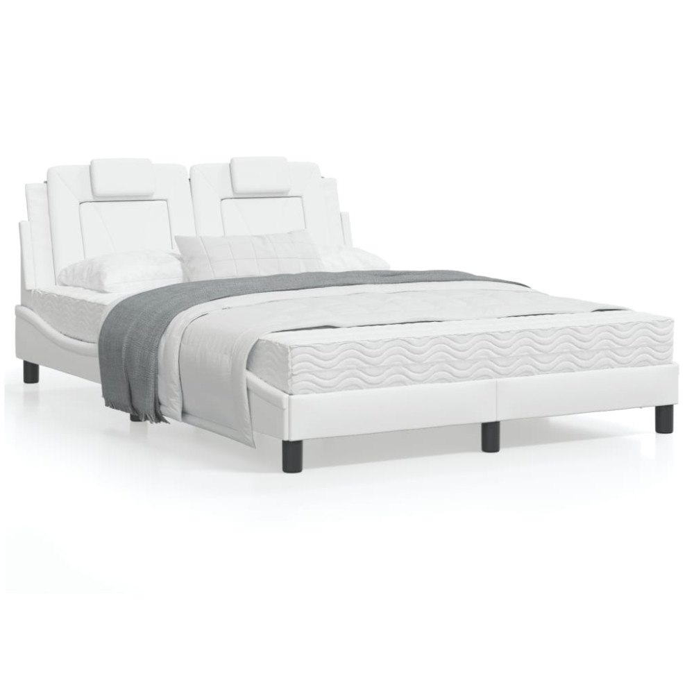 vidaXL Bed Frame "Viana" without Mattress White 140x190 cm Faux Leather