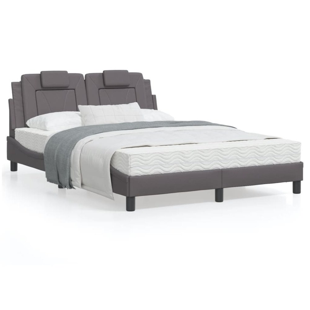 vidaXL Bed Frame "Viana" without Mattress Grey 140x190 cm Faux Leather