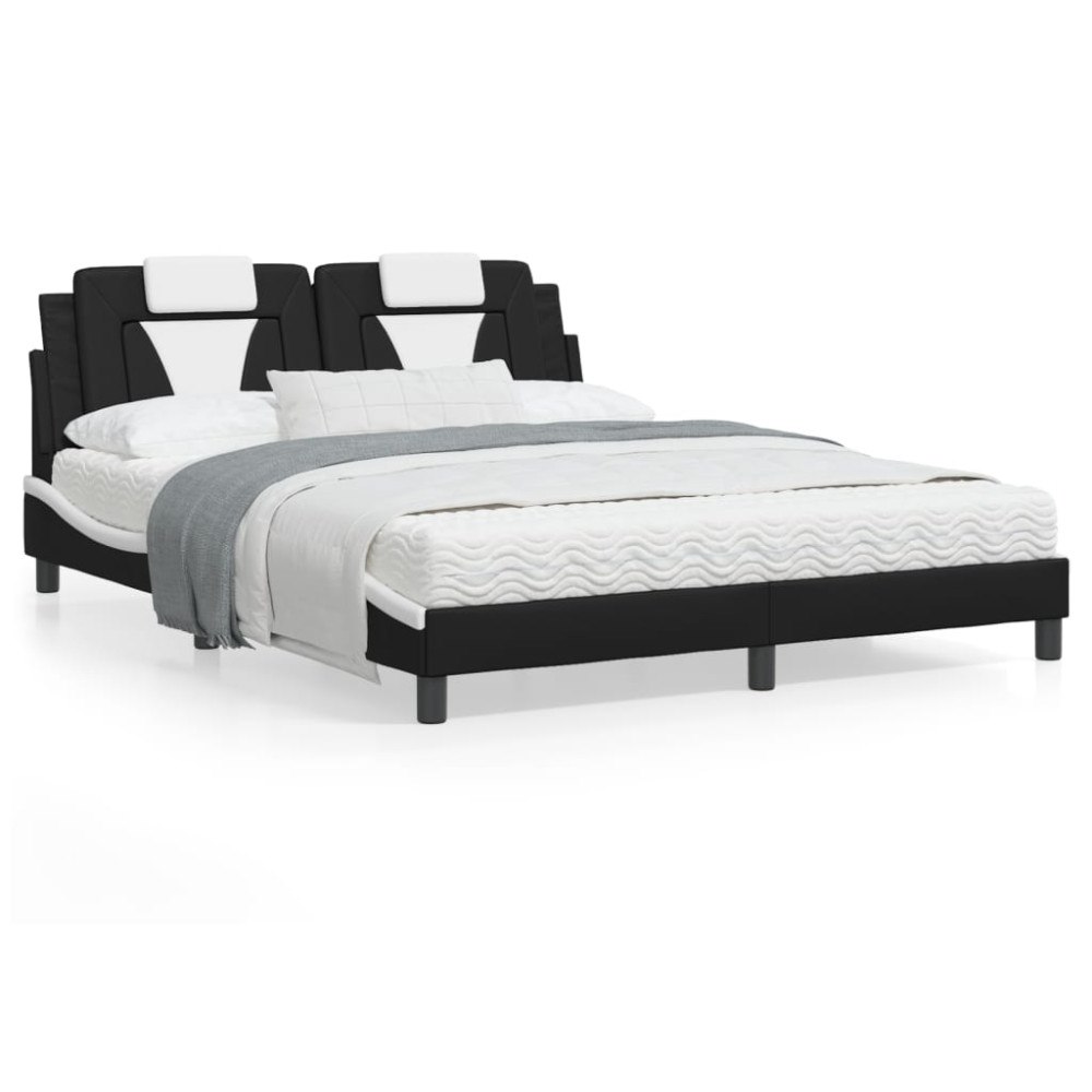 vidaXL Bed Frame "Viana" without Mattress Black and White 160x200 cm Faux Leather