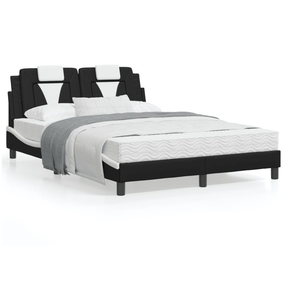 vidaXL Bed Frame "Viana" without Mattress Black and White 140x200 cm Faux Leather