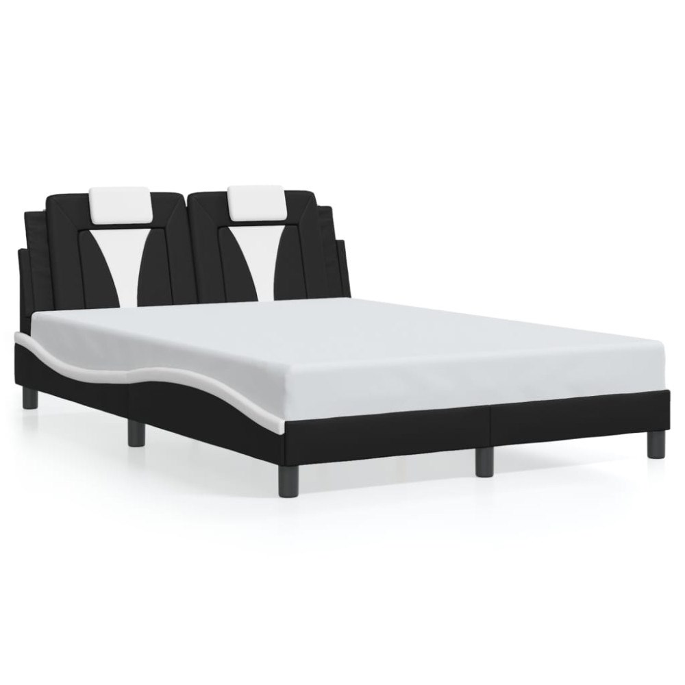 vidaXL Bed Frame "Viana" with LED without Mattress Black and White 140x200 cm