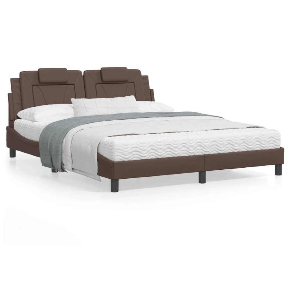 vidaXL Bed Frame "Viana" with LED without Mattress Brown 160x200 cm