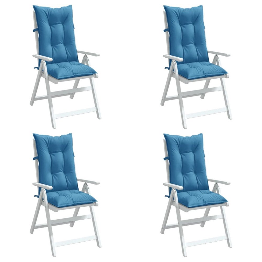 vidaXL Stolsdynor högt ryggstöd 4 st melerad blå 120x50x7 cm tyg