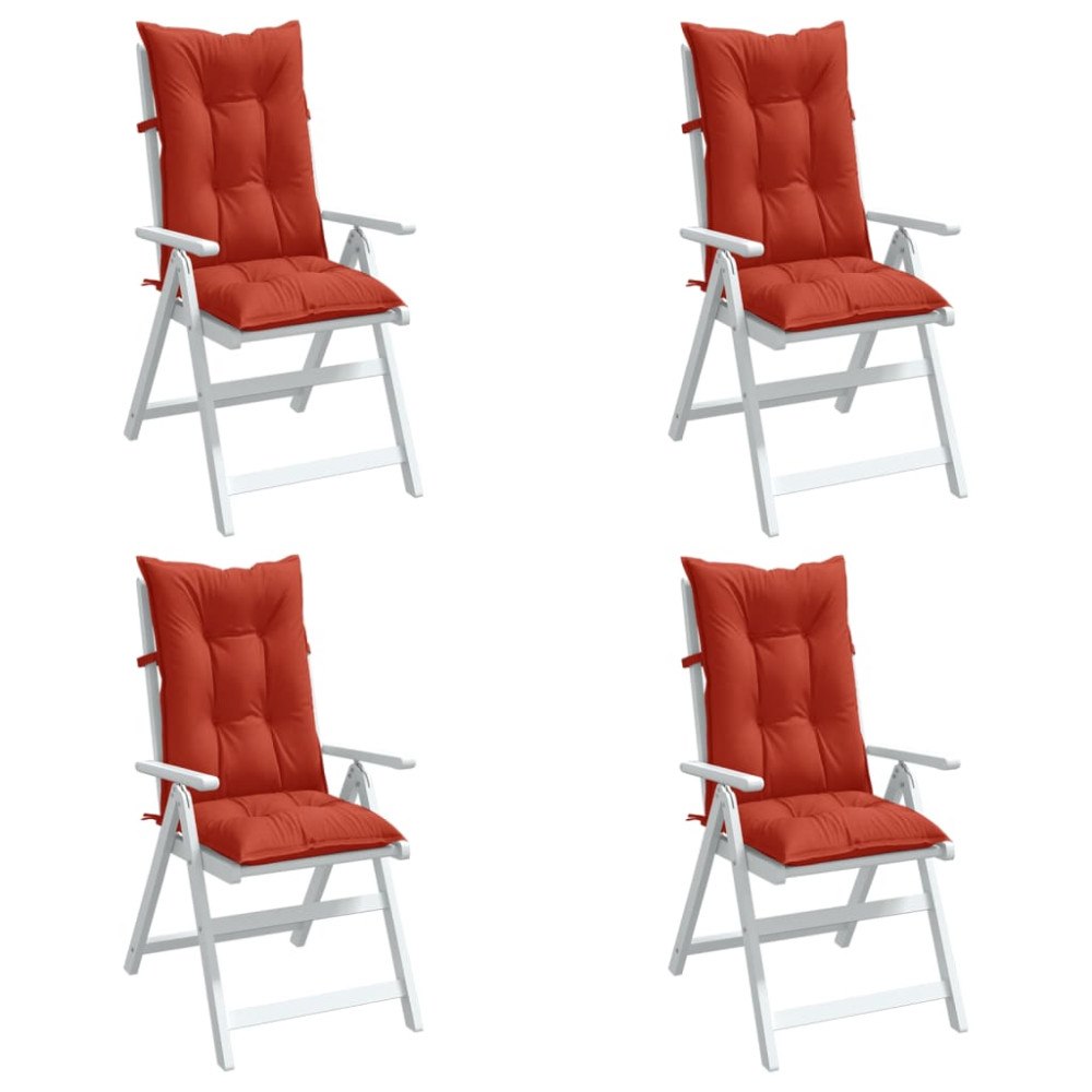 vidaXL Stolsdynor högt ryggstöd 4 st melerad röd 120x50x7 cm tyg