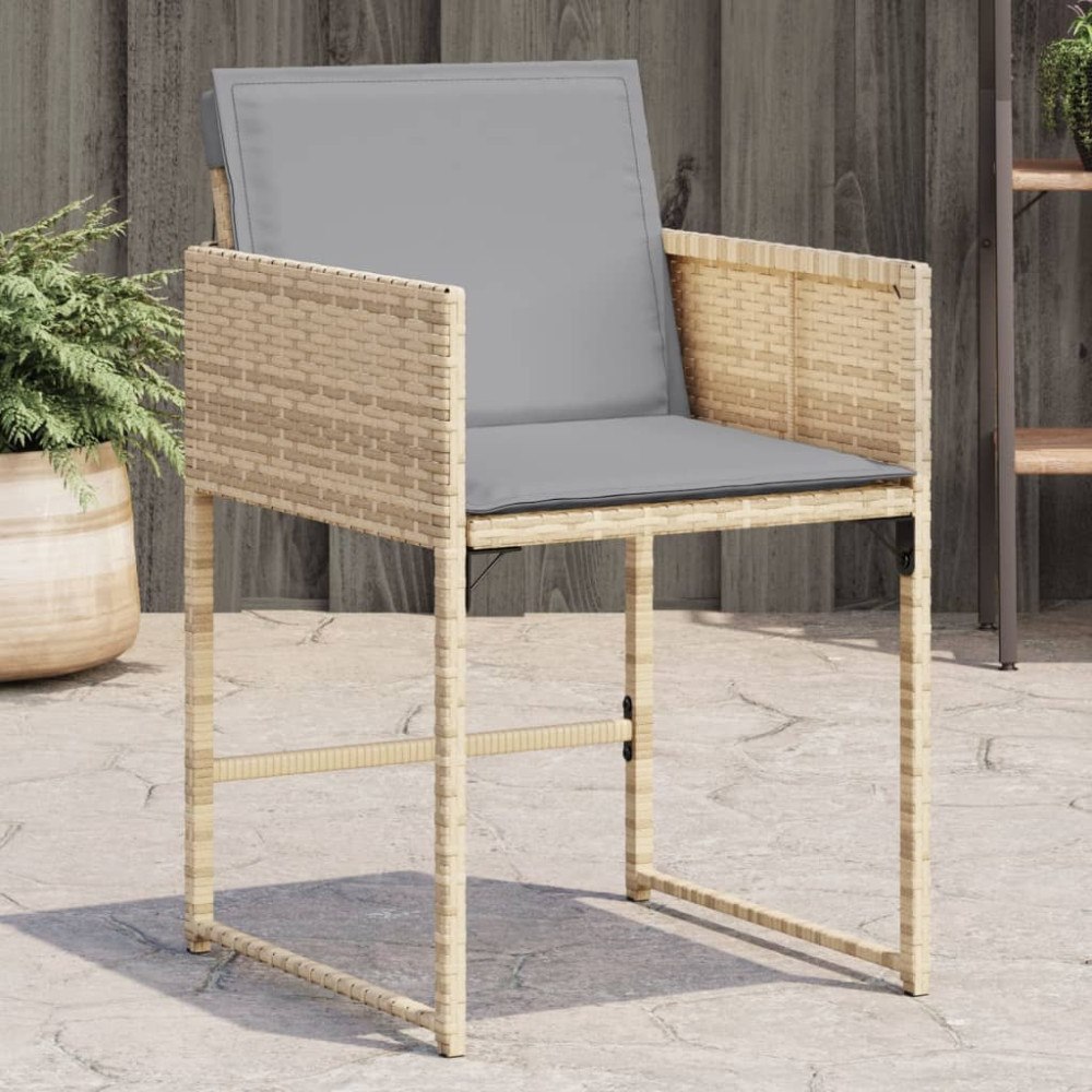 vidaXL Trädgårdsstolar med dynor 4 st blandad beige konstrotting