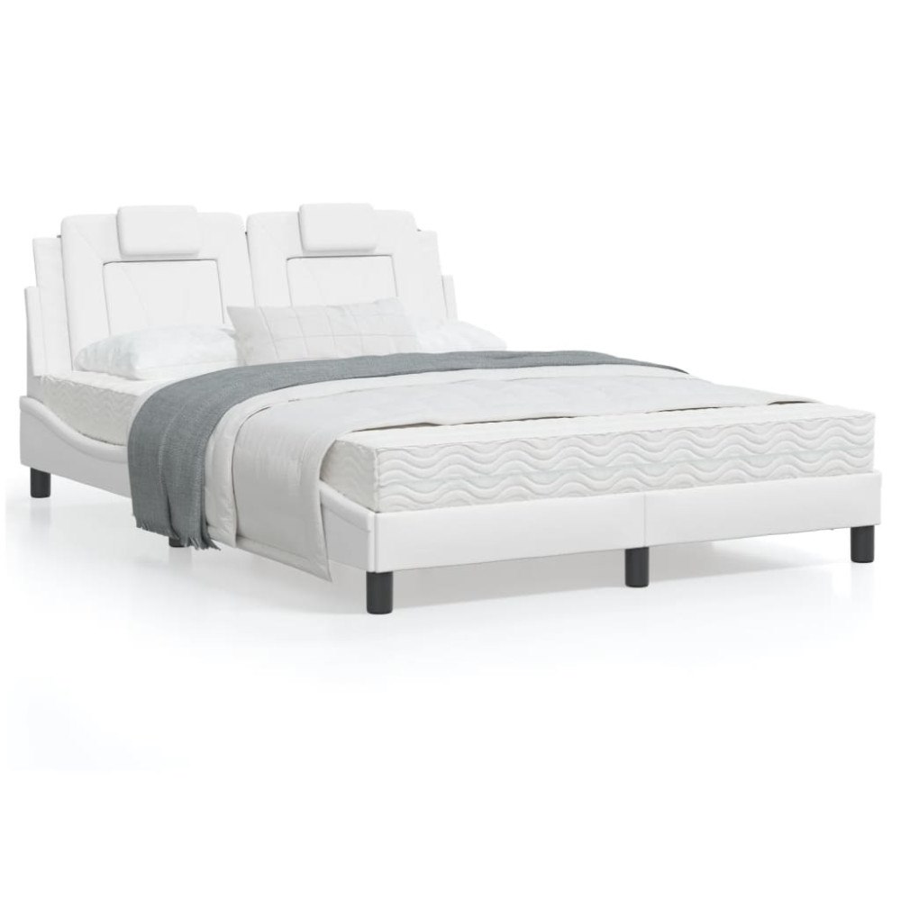 vidaXL Bed Frame "Viana" without Mattress White 140x200 cm Faux Leather